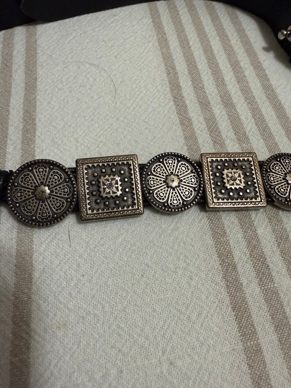 Antoniazzi Firenze Black Leather Concho Belt M Made in Italy Boho Western